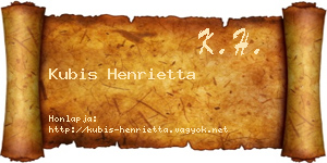 Kubis Henrietta névjegykártya